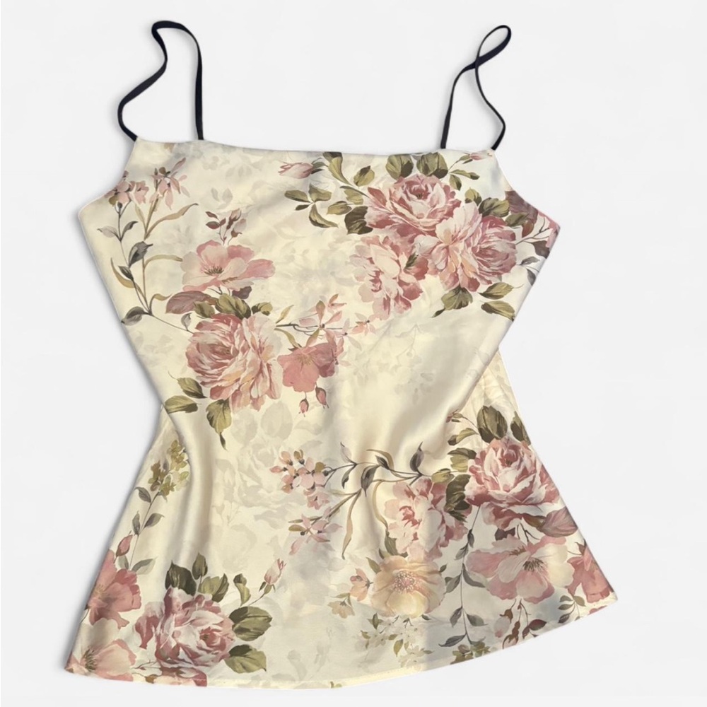 Zara Cream Floral Camisole with Pink and Green Accents